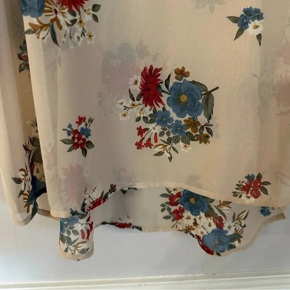 Timing Women's Sheer Sleeveless Racerback Cream Floral Tank Top Size L NWT - Picture 6 of 8